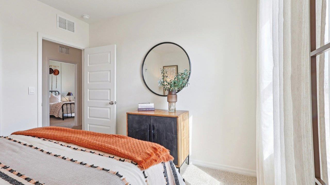 Guest bedroom with view of door
