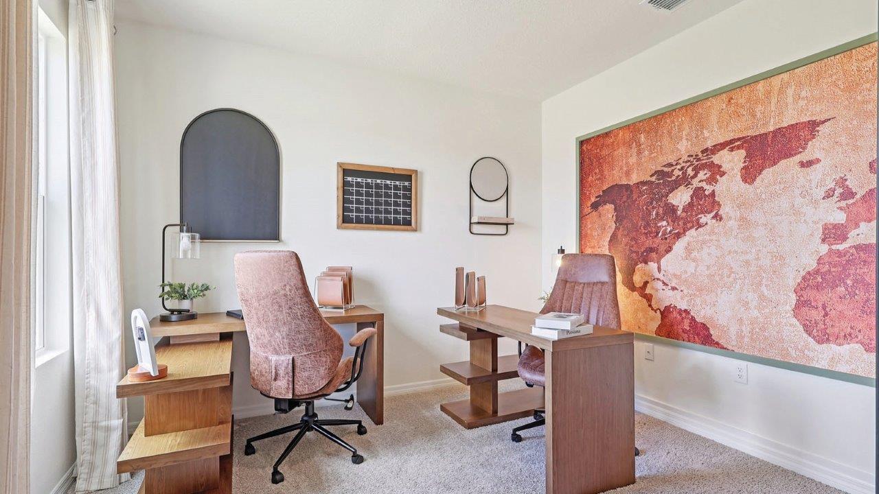 Office with two desks and chairs