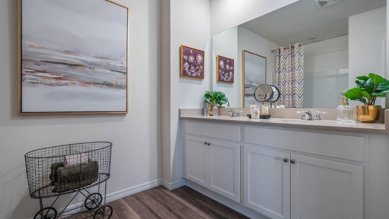 Second-floor laundry room with washer and dryer
