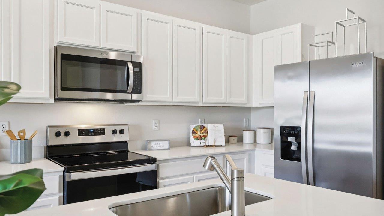 Kitchen with stainless steel appliances