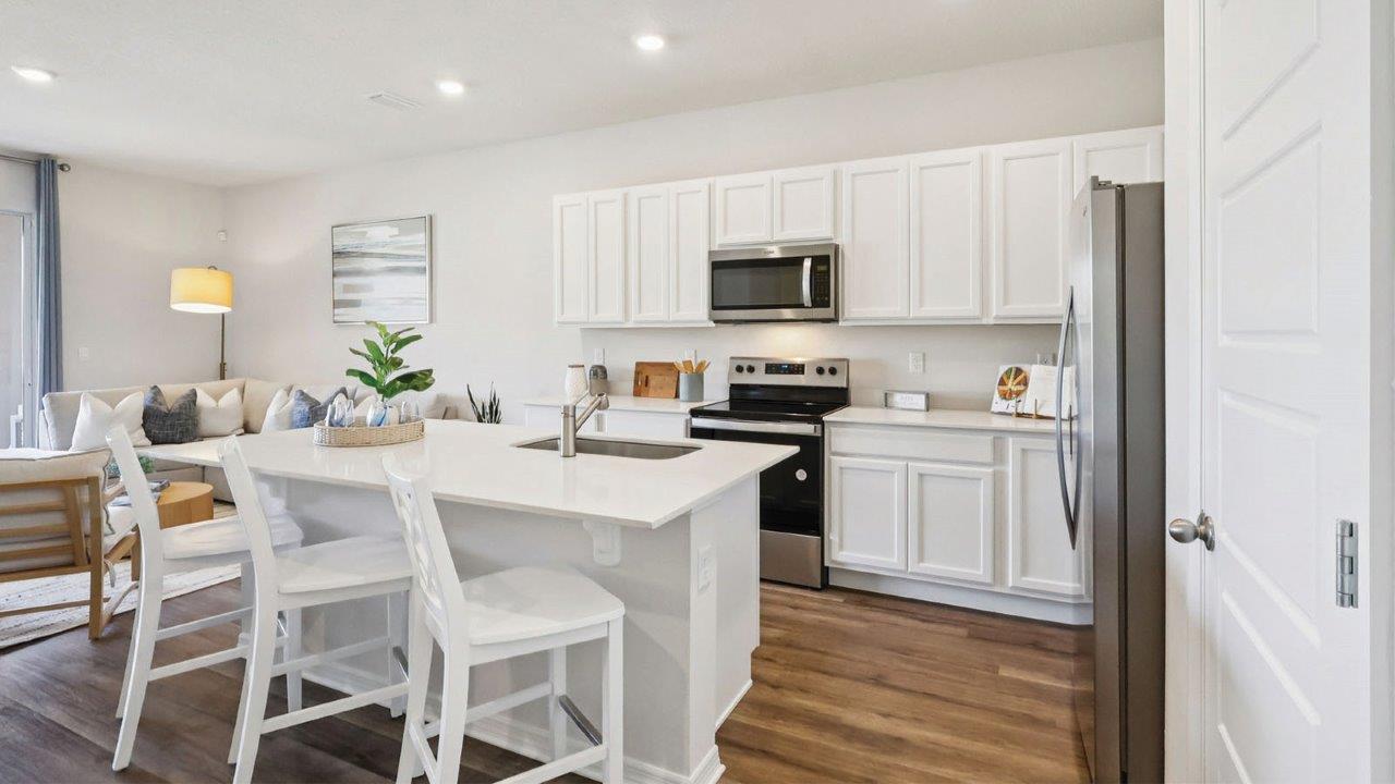 Kitchen with large island and seating