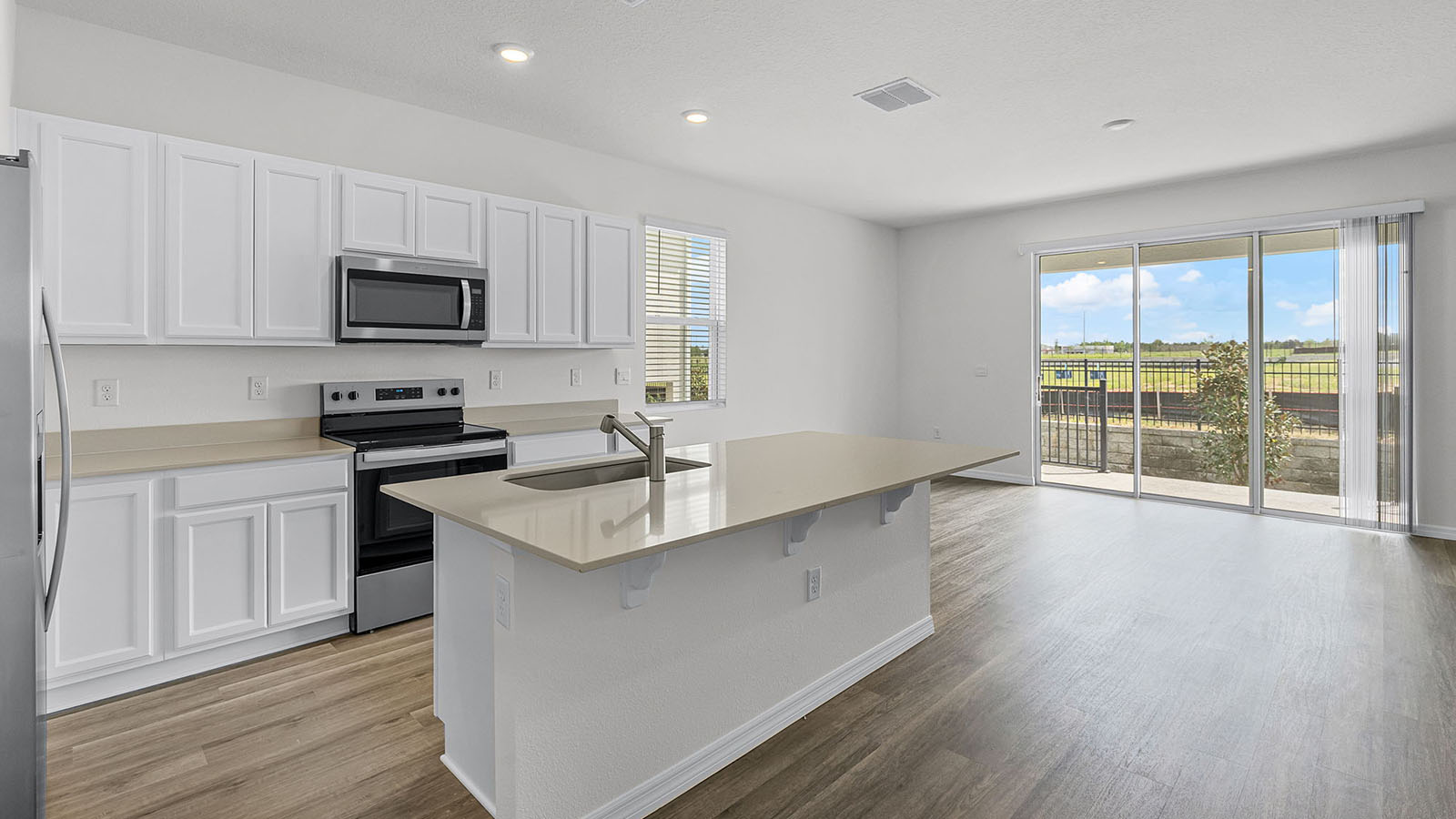 Kitchen Island with Luxury vinyl flooring
