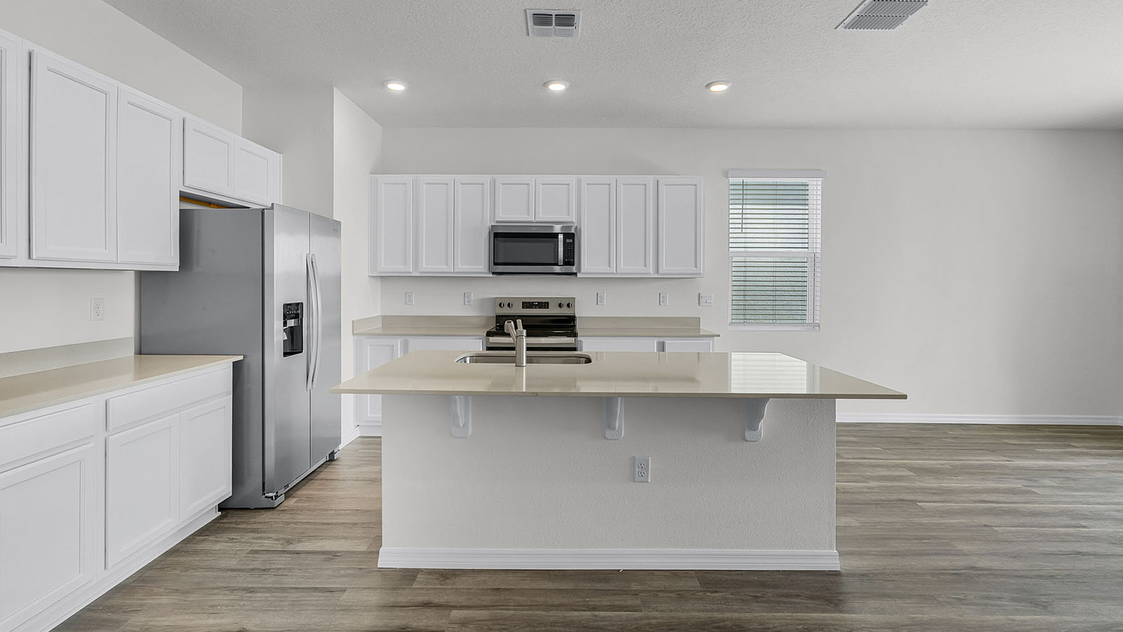 Kitchen Island with Luxury vinyl flooring