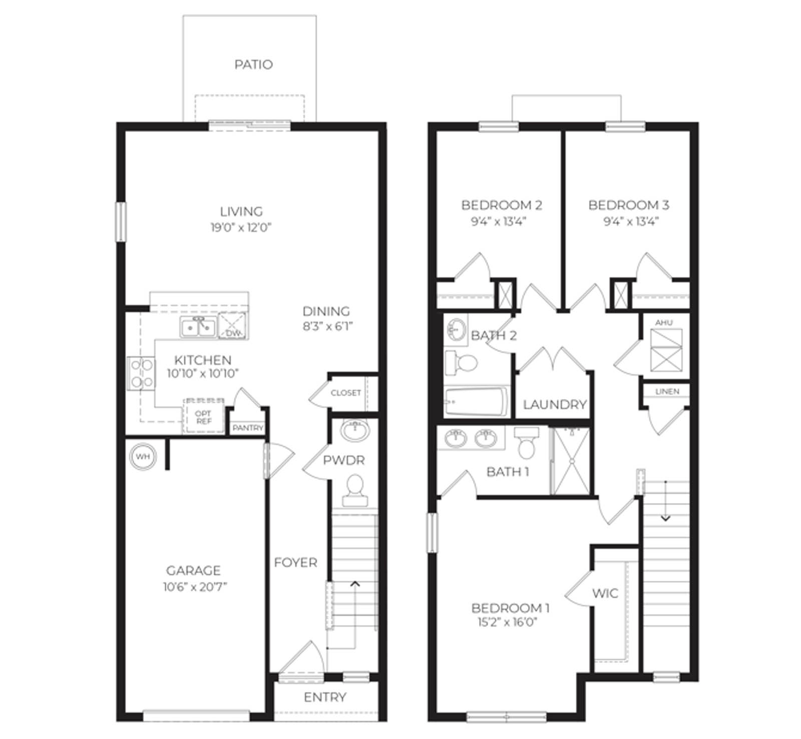 First and second floor layout of Pearson floor plan