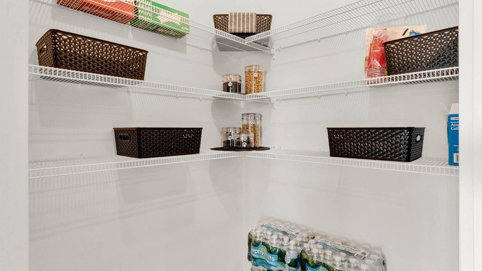 Walk in pantry with shelves