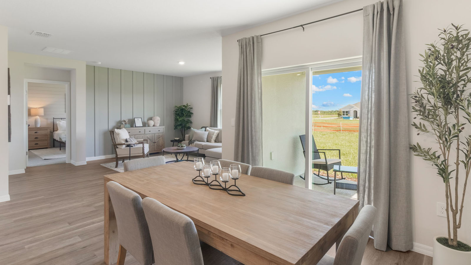 Dining area next to the back door sliding glass