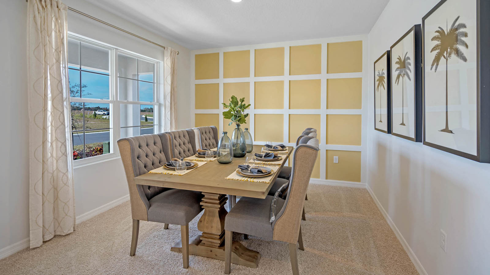 Dining room area with the dining table and window