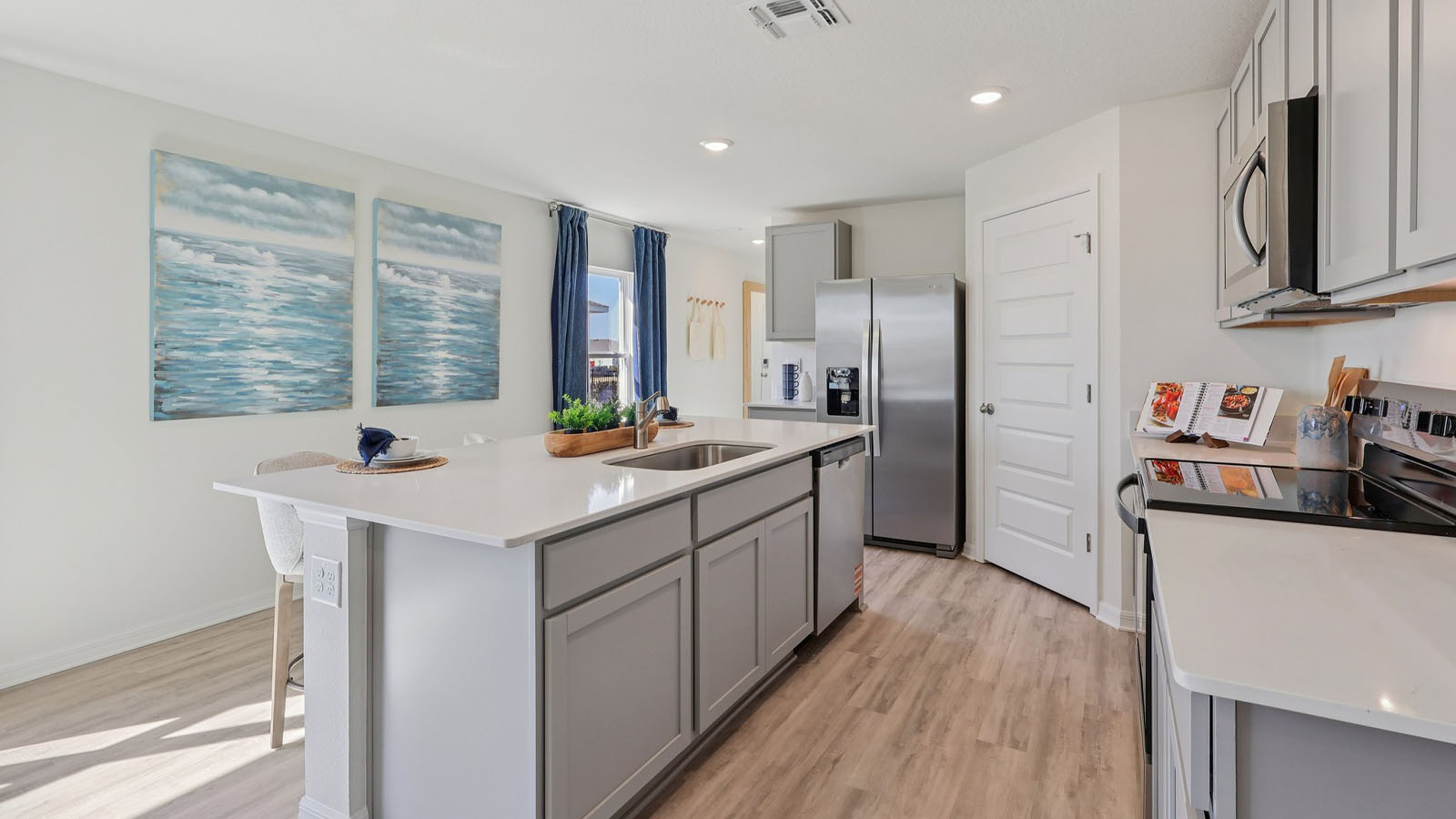 spacious countertops and stainless steel appliances