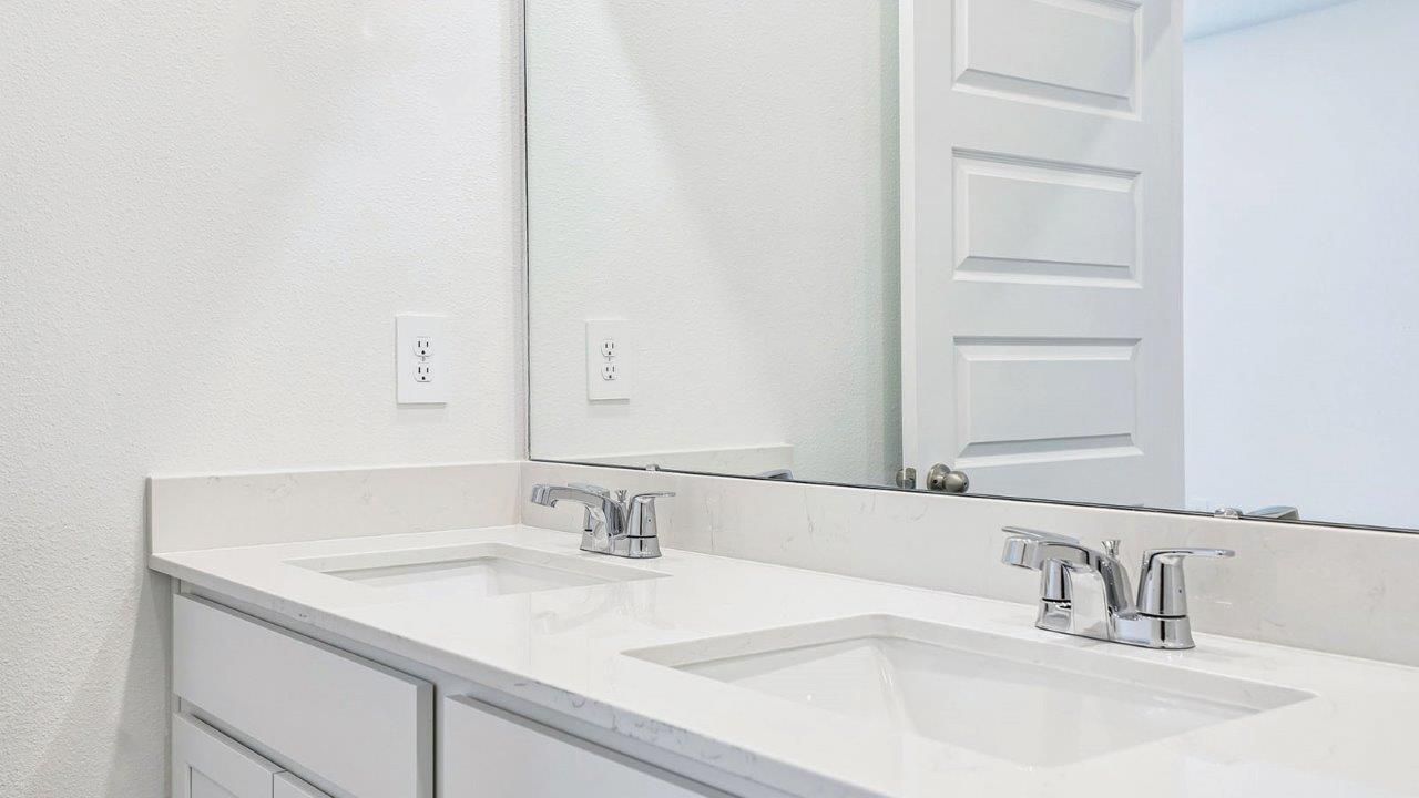 Guest bathroom with quartz counter tops