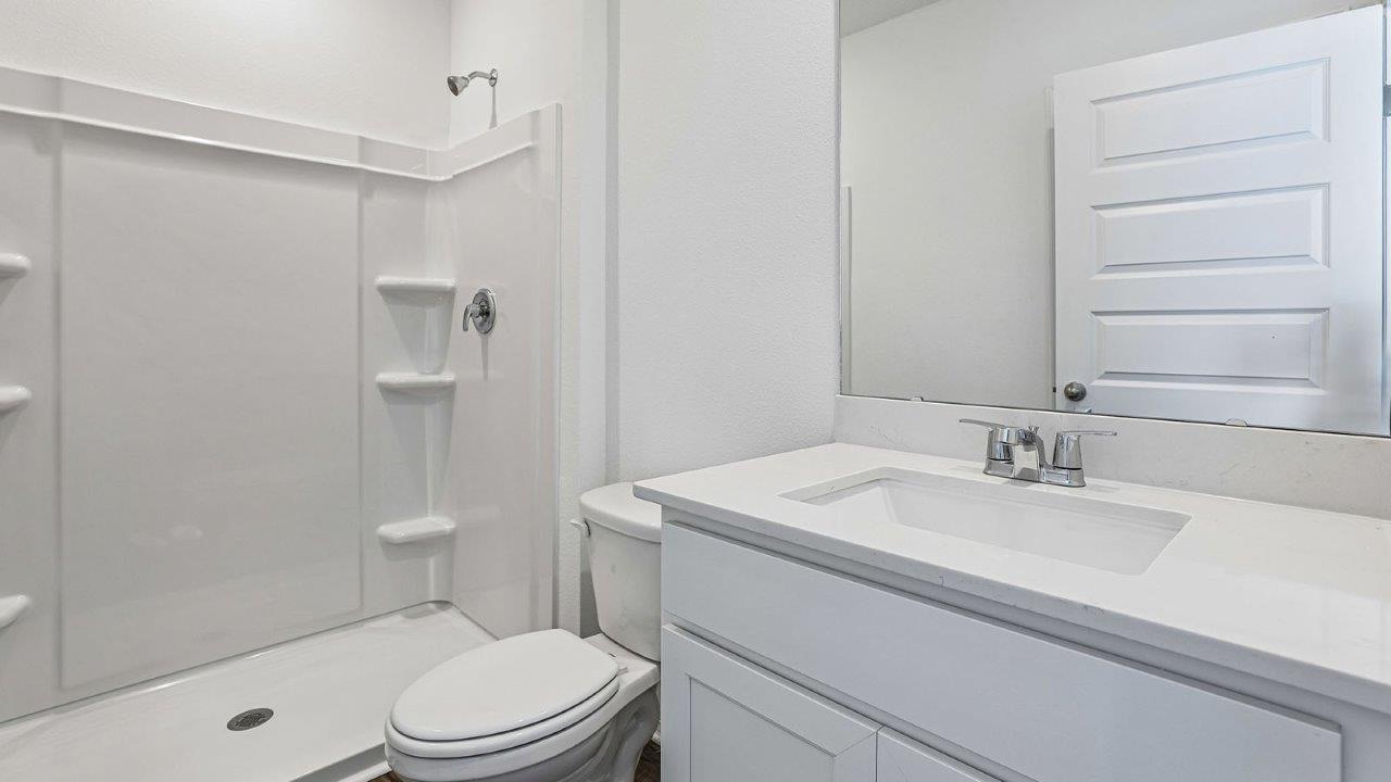 multi-gen bathroom with walk in shower