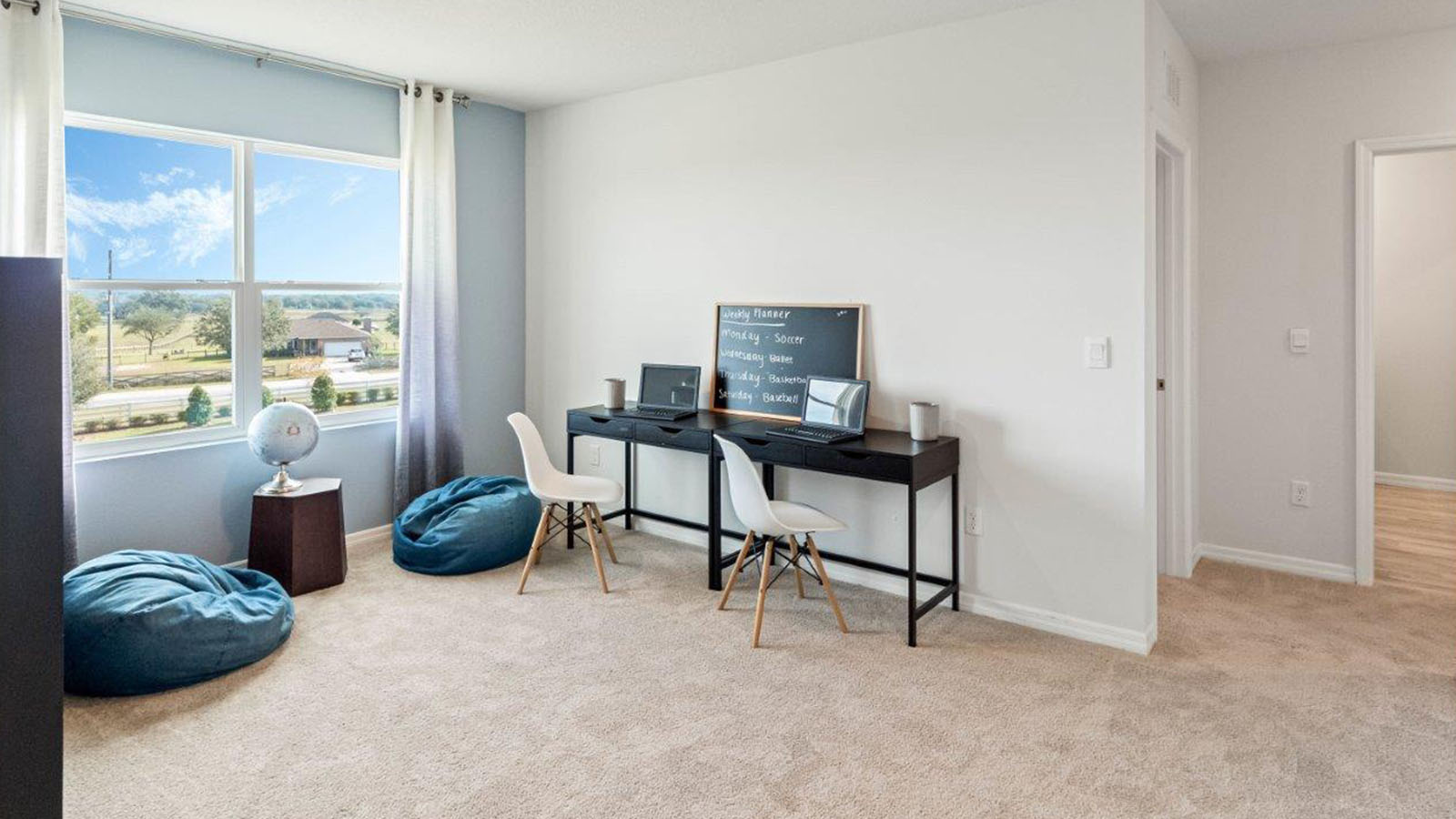 Upstairs loft used as a work and play space for kids