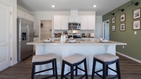 Kitchen with large island and eating space