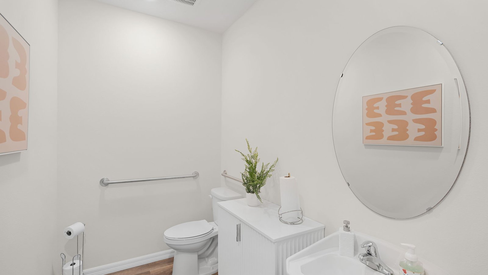 Guest bathroom modified for sales office