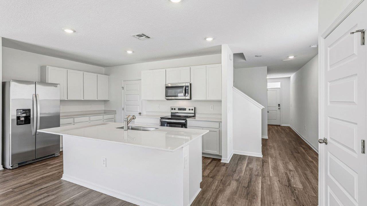 Kitchen with large island and pantry