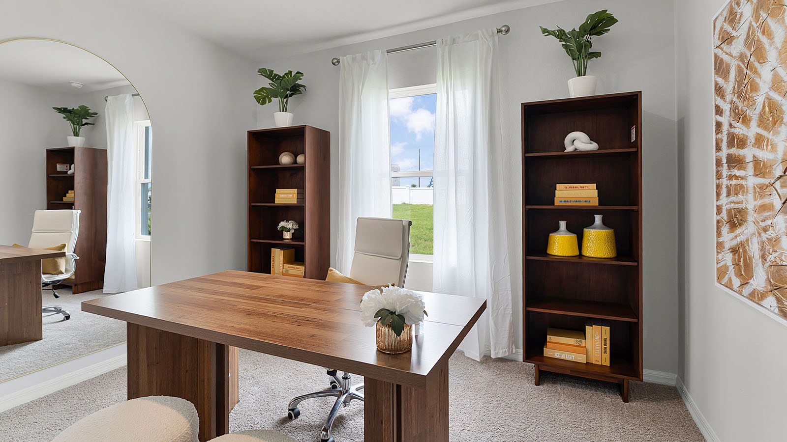 Office with carpet flooring