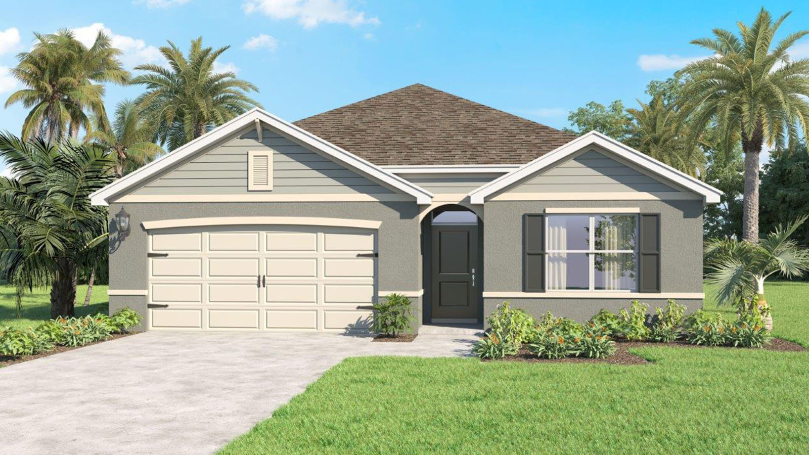 Rendering of a one story home