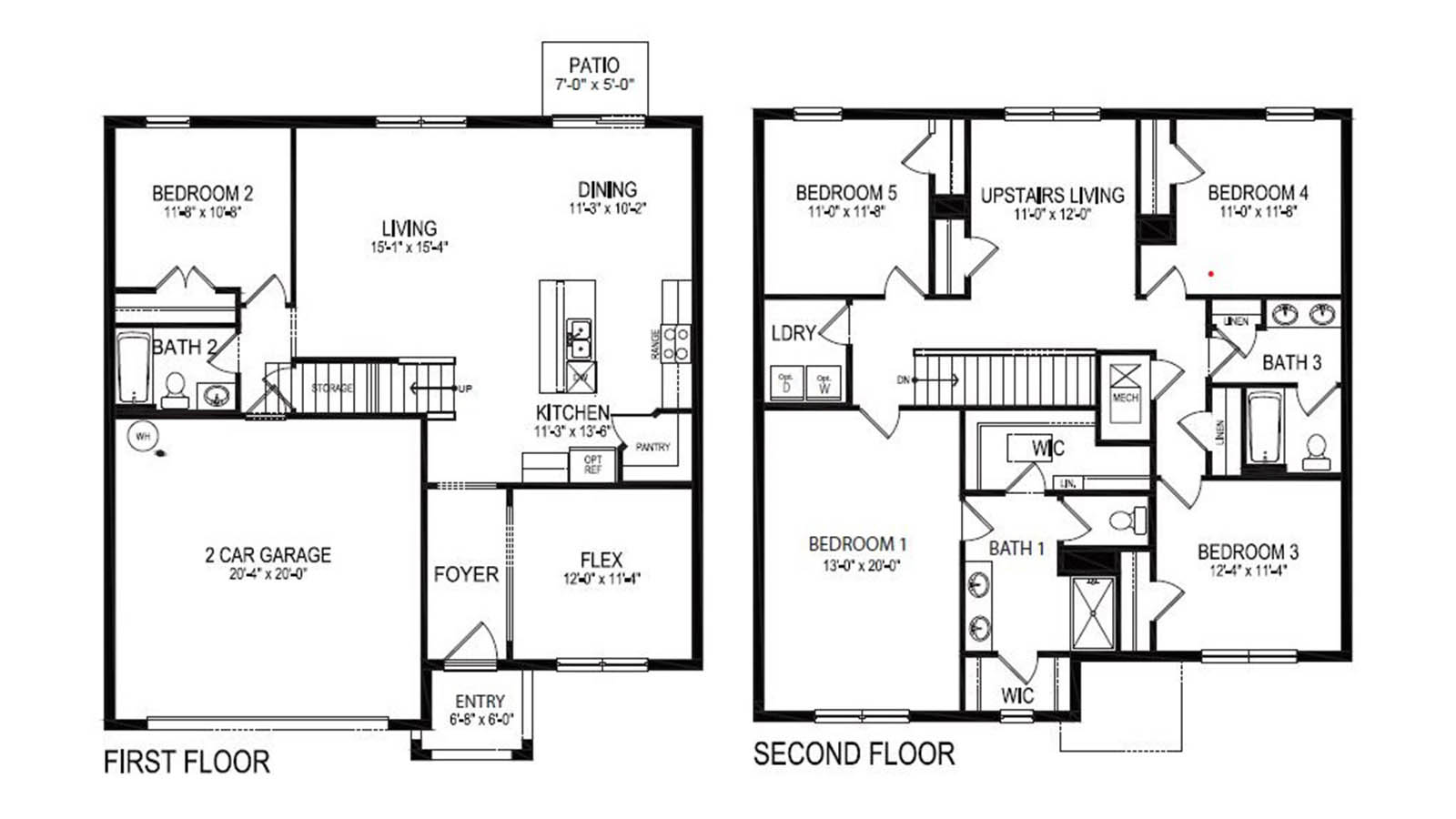 floorplan of a 2 story home