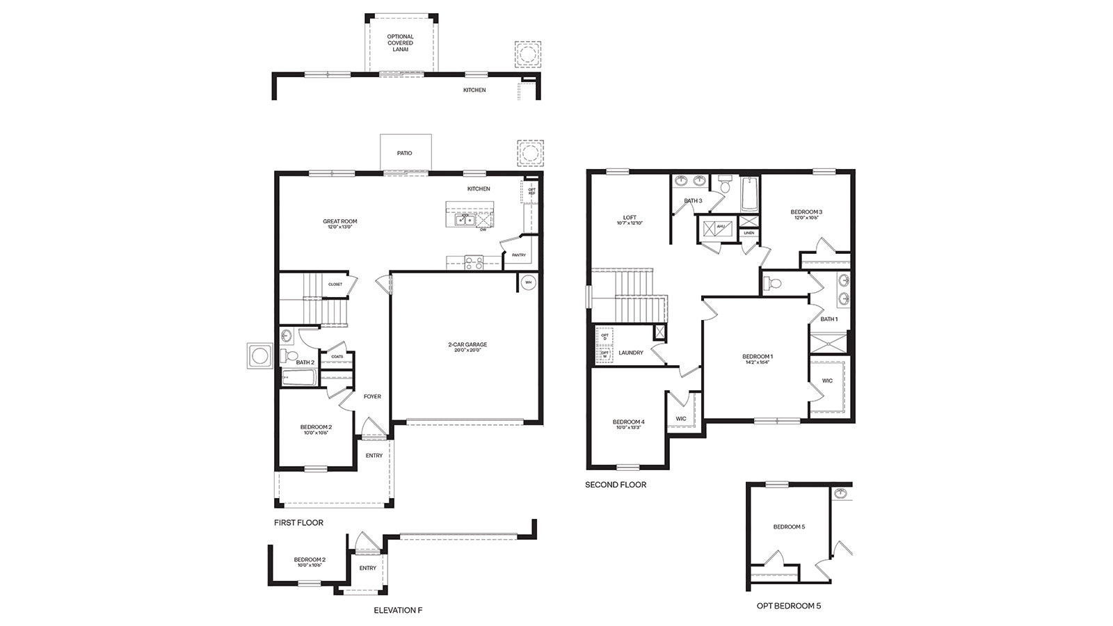 Floorplan of first and second story of the Riviera