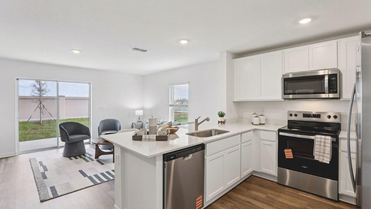 Kitchen with stainless steel appliances