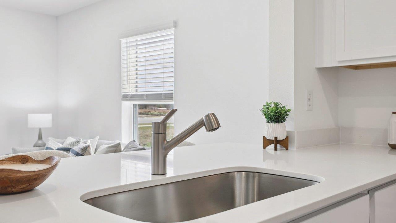 Kitchen with stainless steel sink