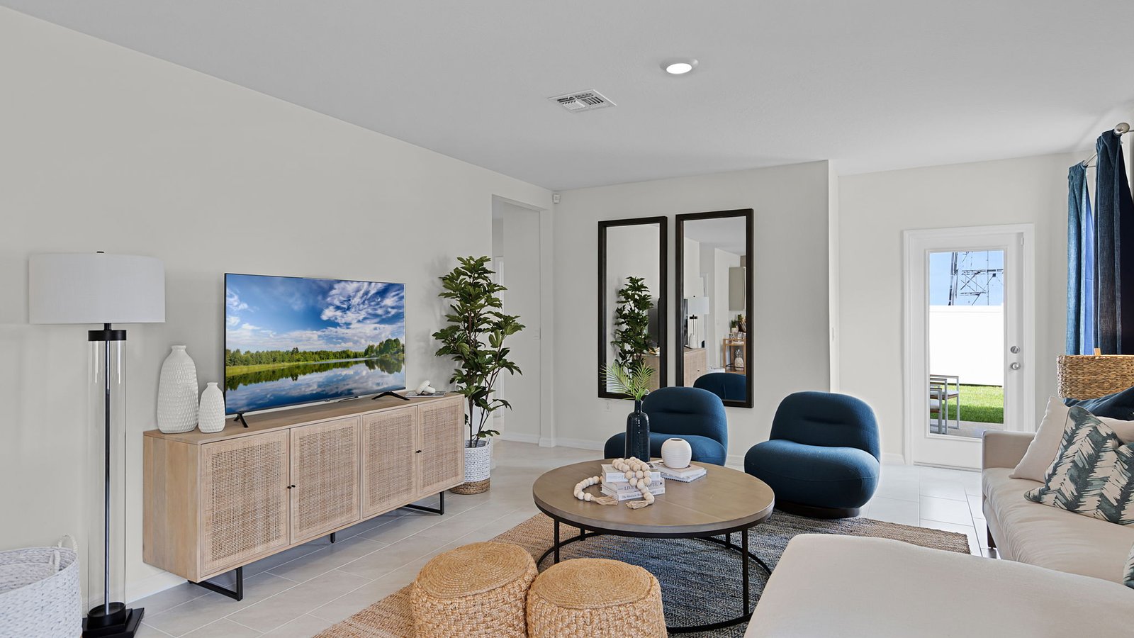 Living room view to the back 2 bedrooms and outdoor patio