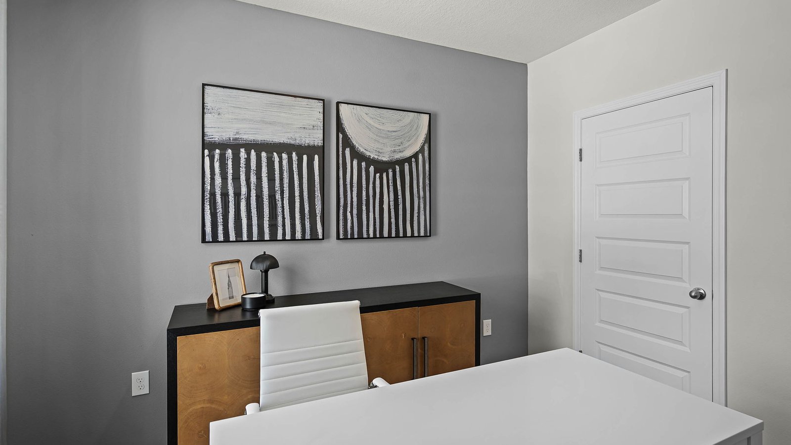 guest bedroom converted into an office