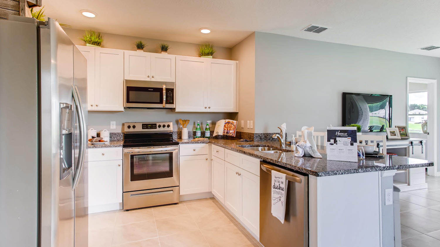 Kitchen with stainless steel appliances