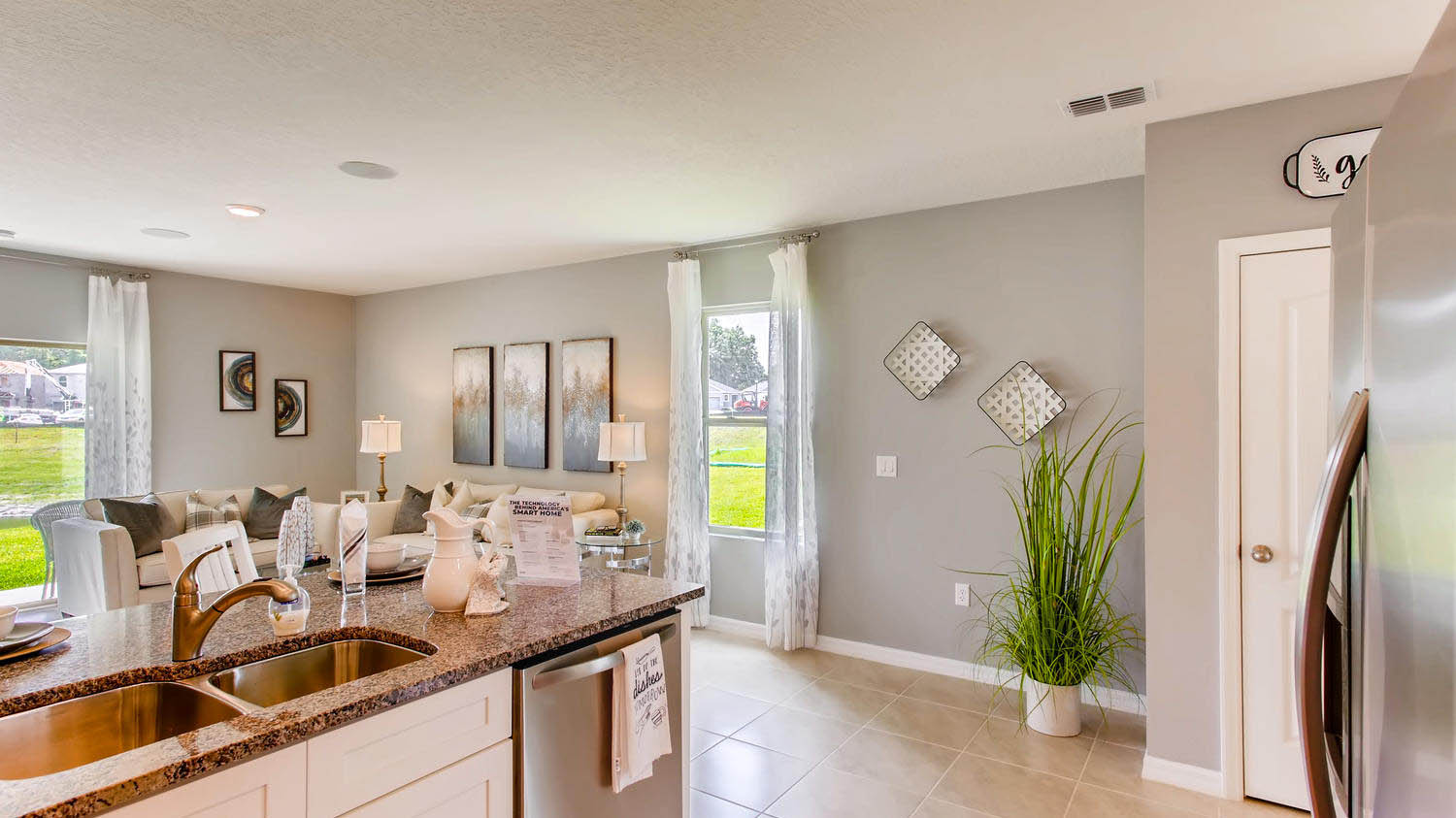 Kitchen island overlooking the living room