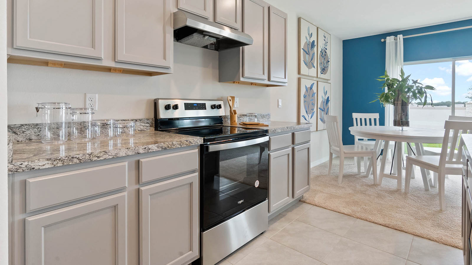 Kitchen overlooking the dining area