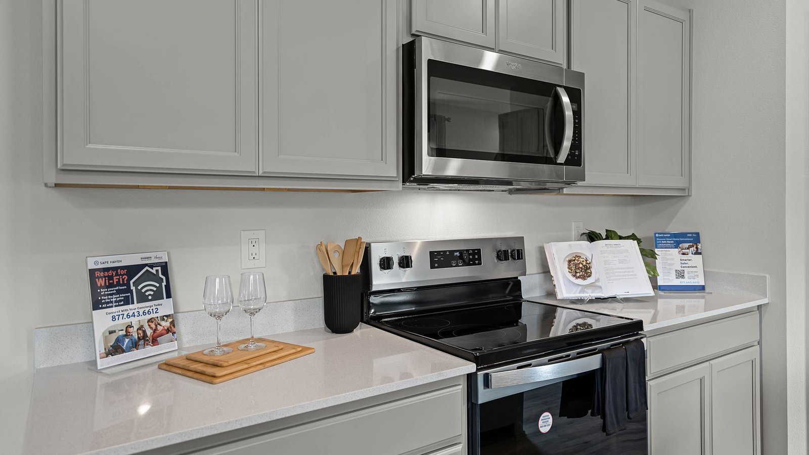 Close up of the stainless steel appliances