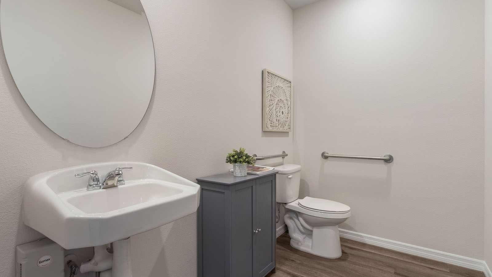 Primary bathroom with a walk in closet