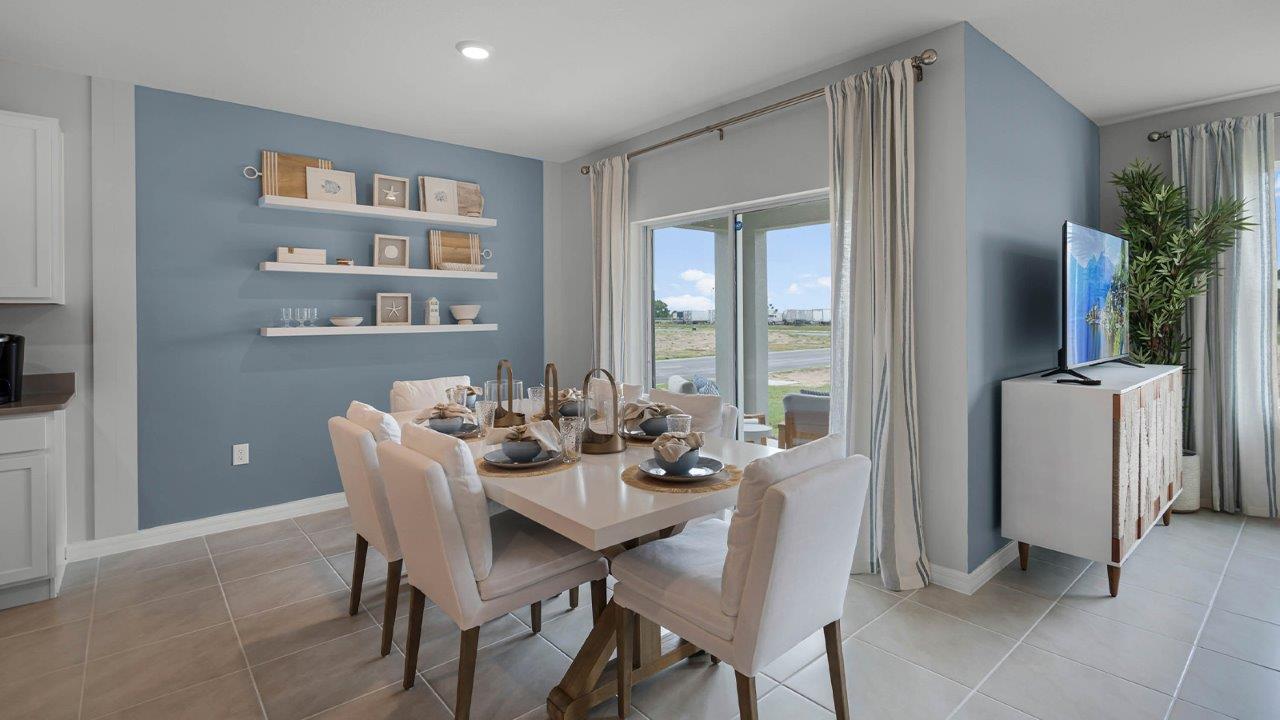 Dining table near the sliding glass door