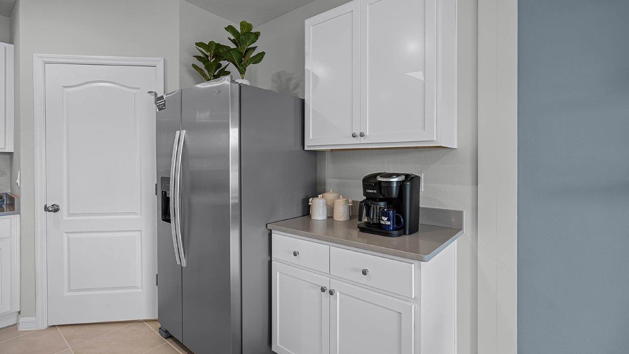 Walkin in pantry, fridge and counter tops