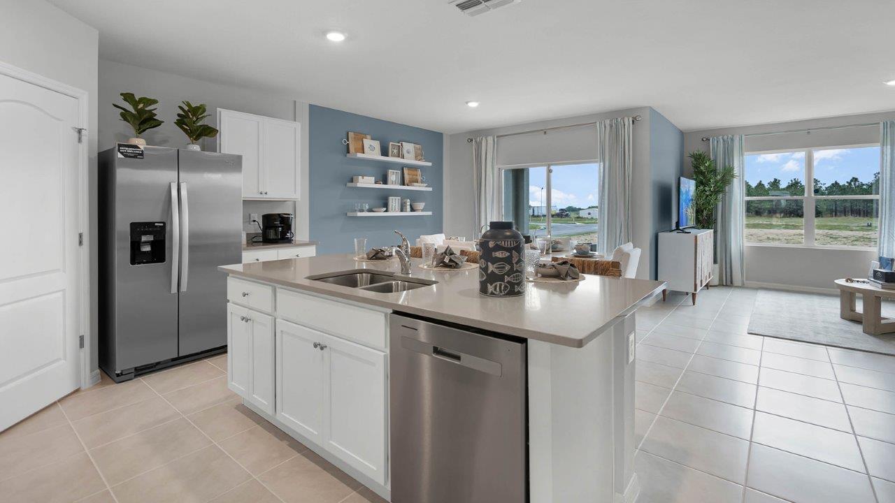 View of the dining table from the kitchen