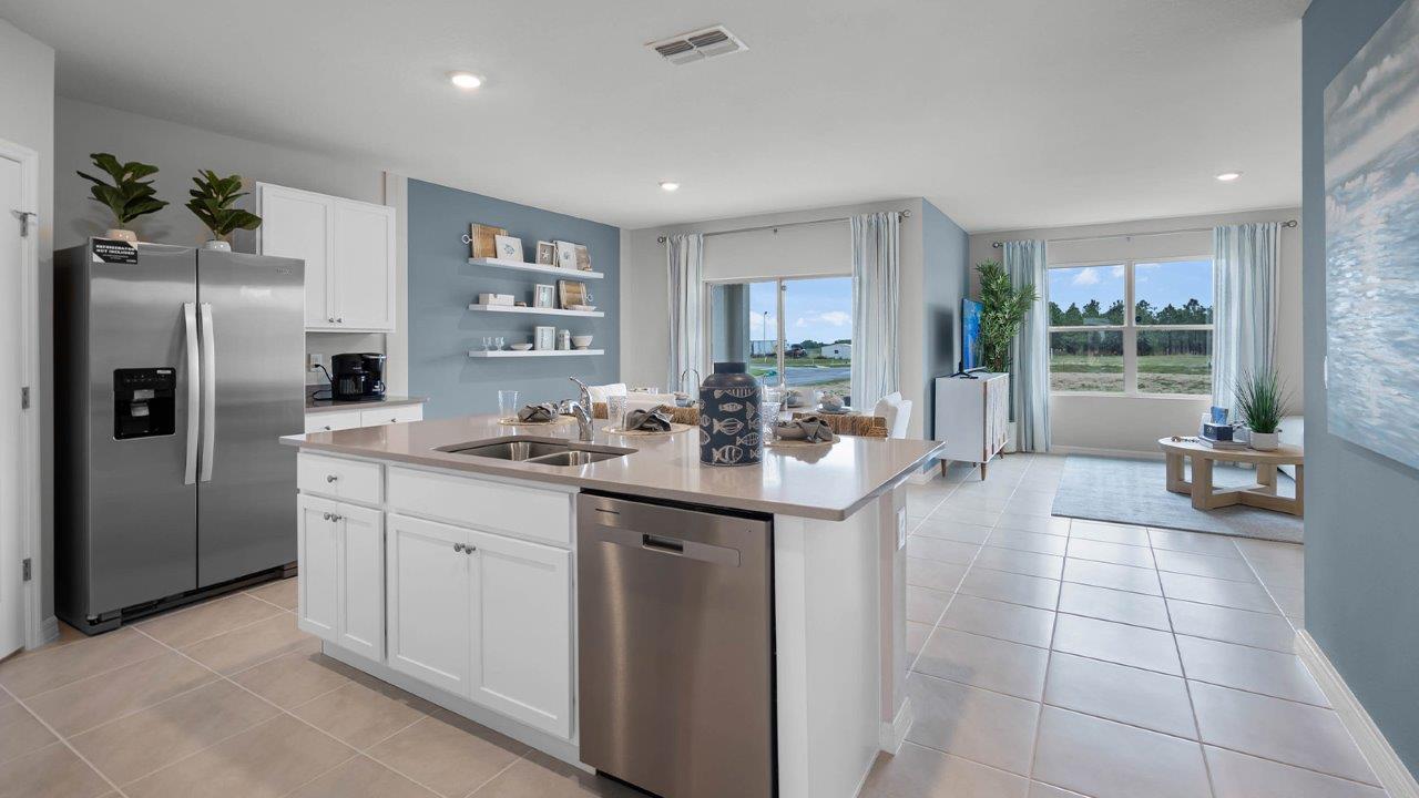 View of the living room from the kitchen