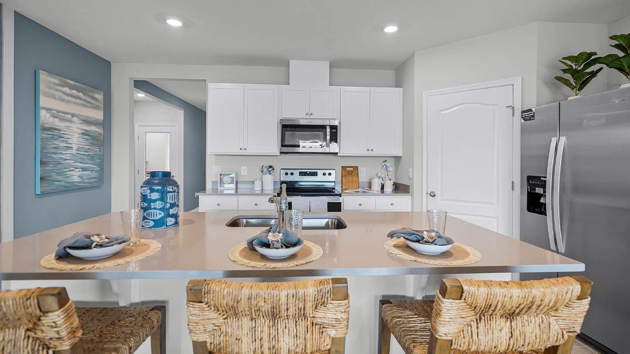 Kitchen island with barstools