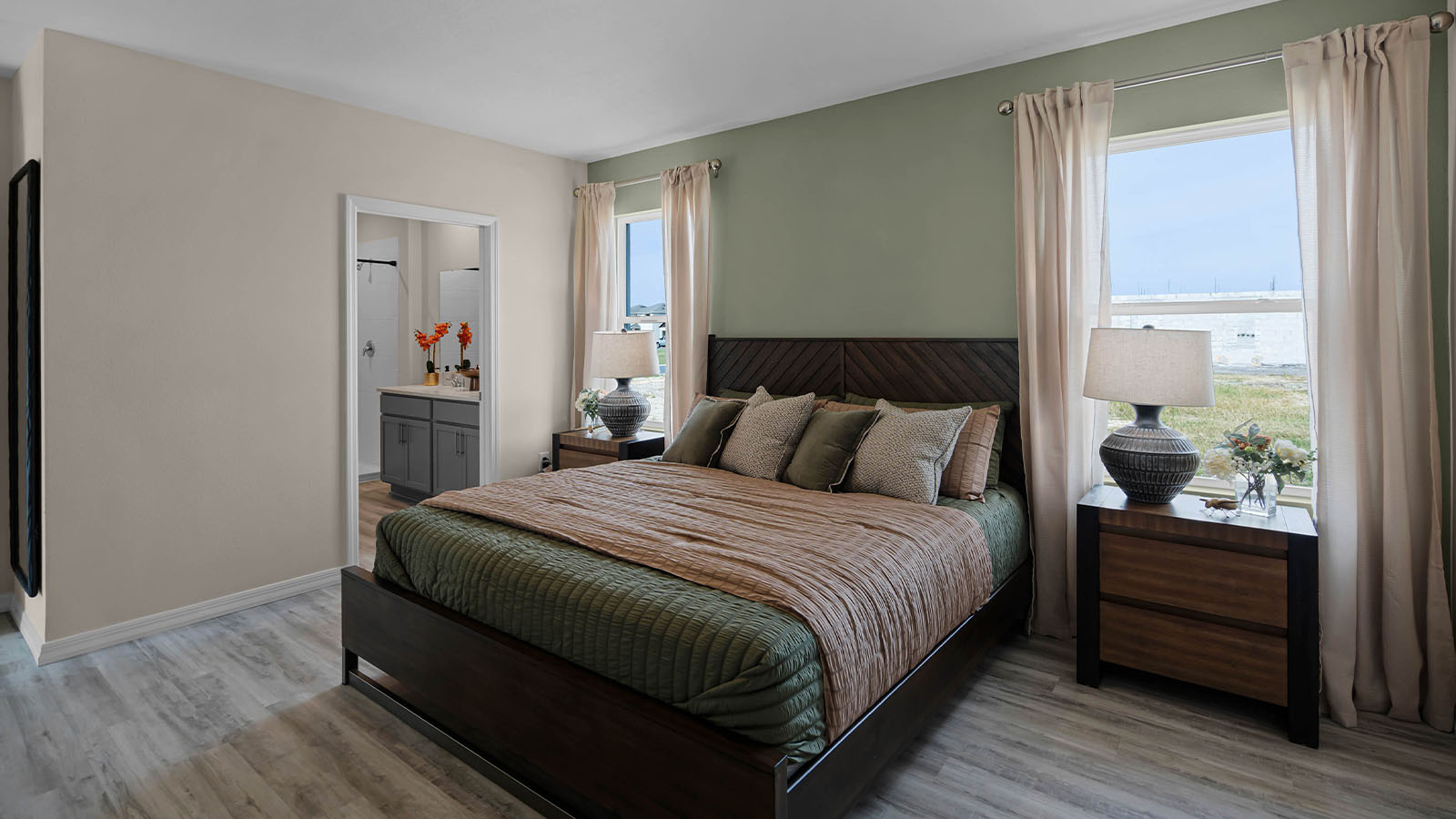 Primary bedroom with 2 windows