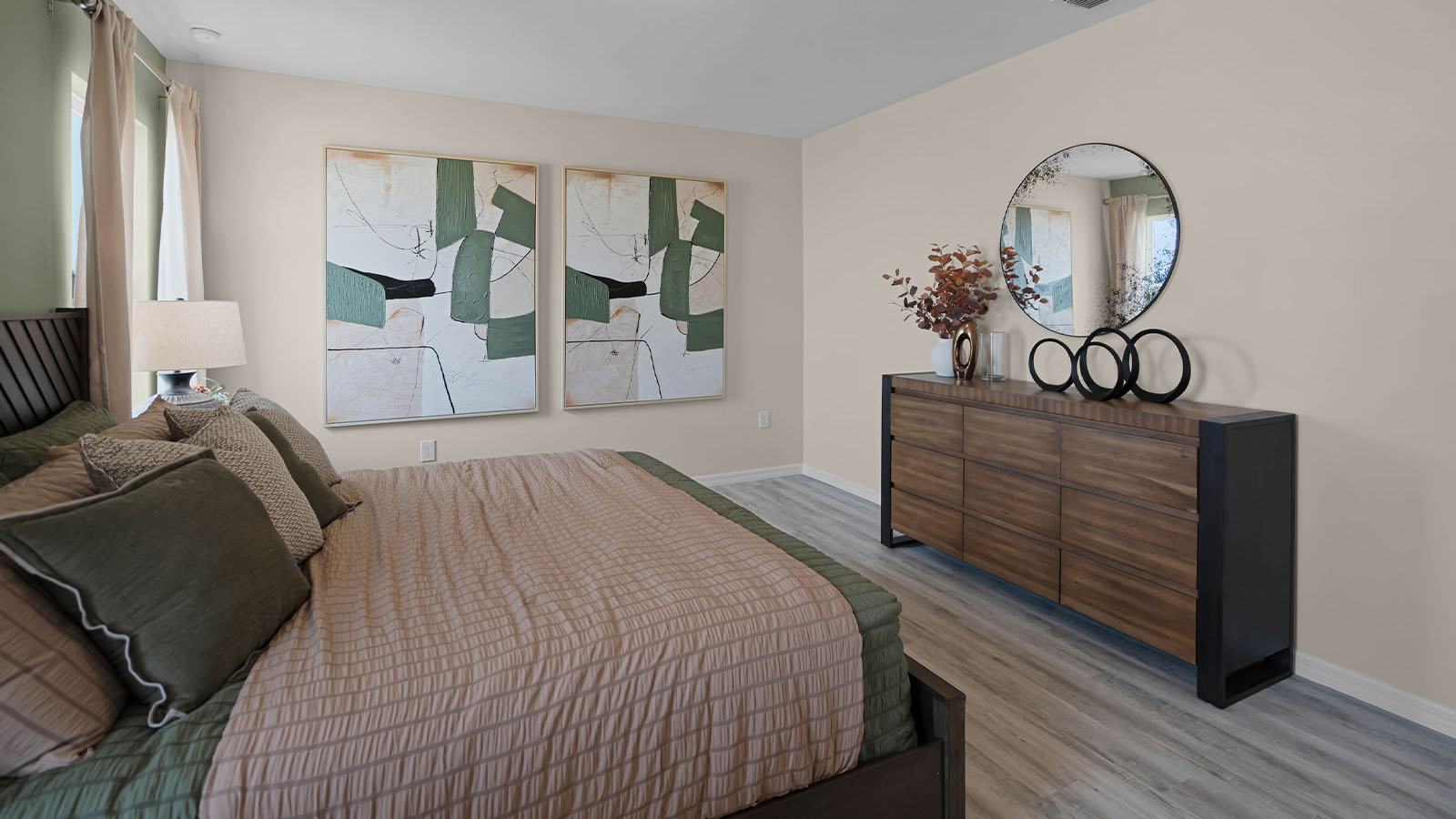 Primary bedroom decorated