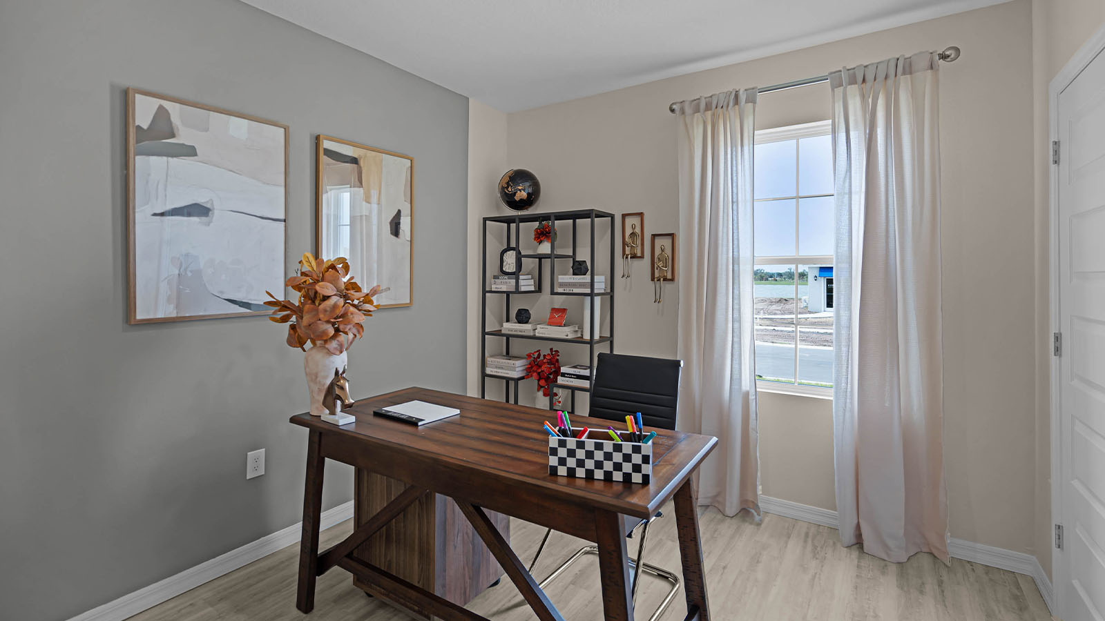 Guest bedroom decorated as an office