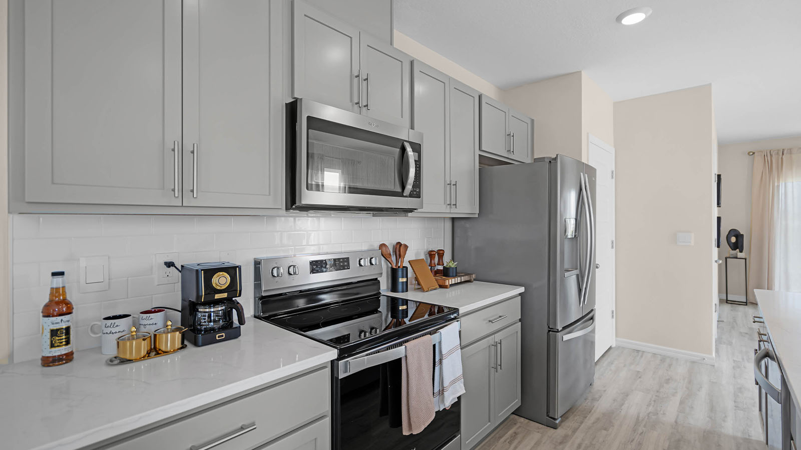Kitchen with stainless steel appliances