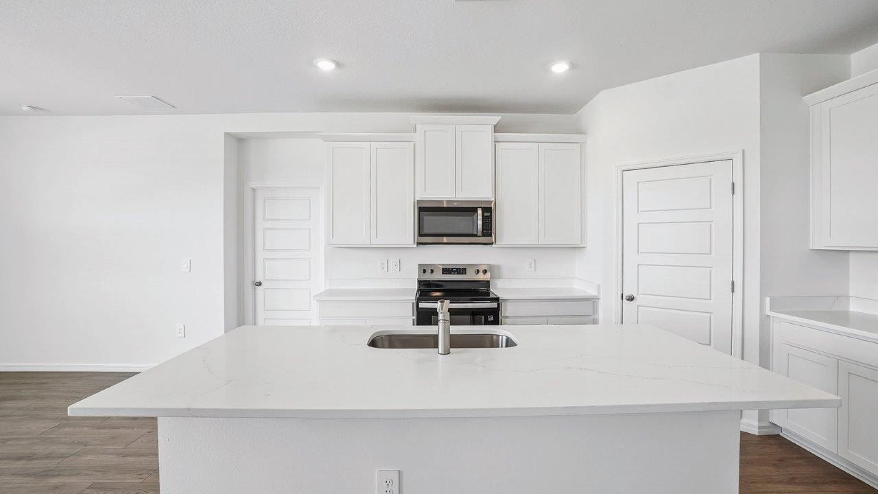Large kitchen island and pantry