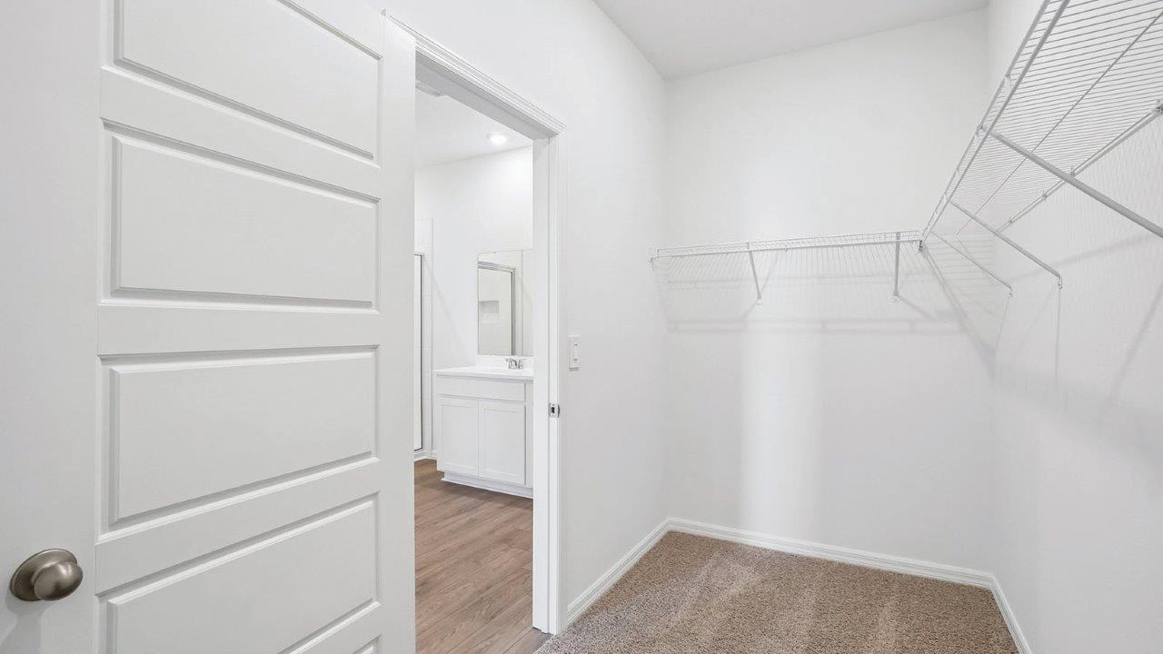 Primary closet with shelves