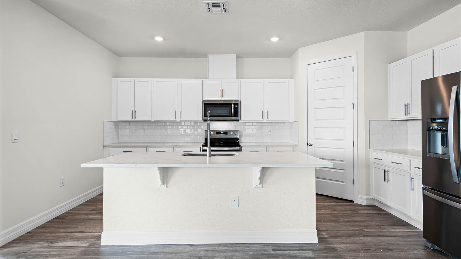 kitchen with white cabinets