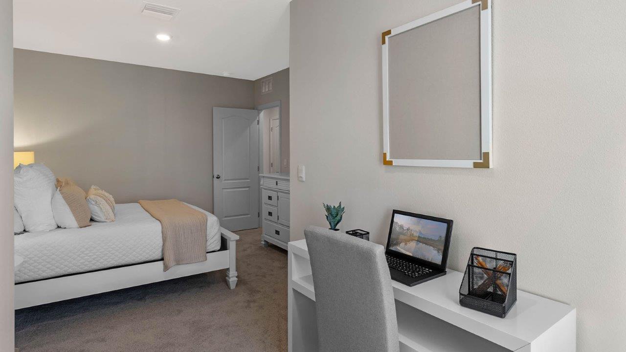 Guest bedroom nook with desk