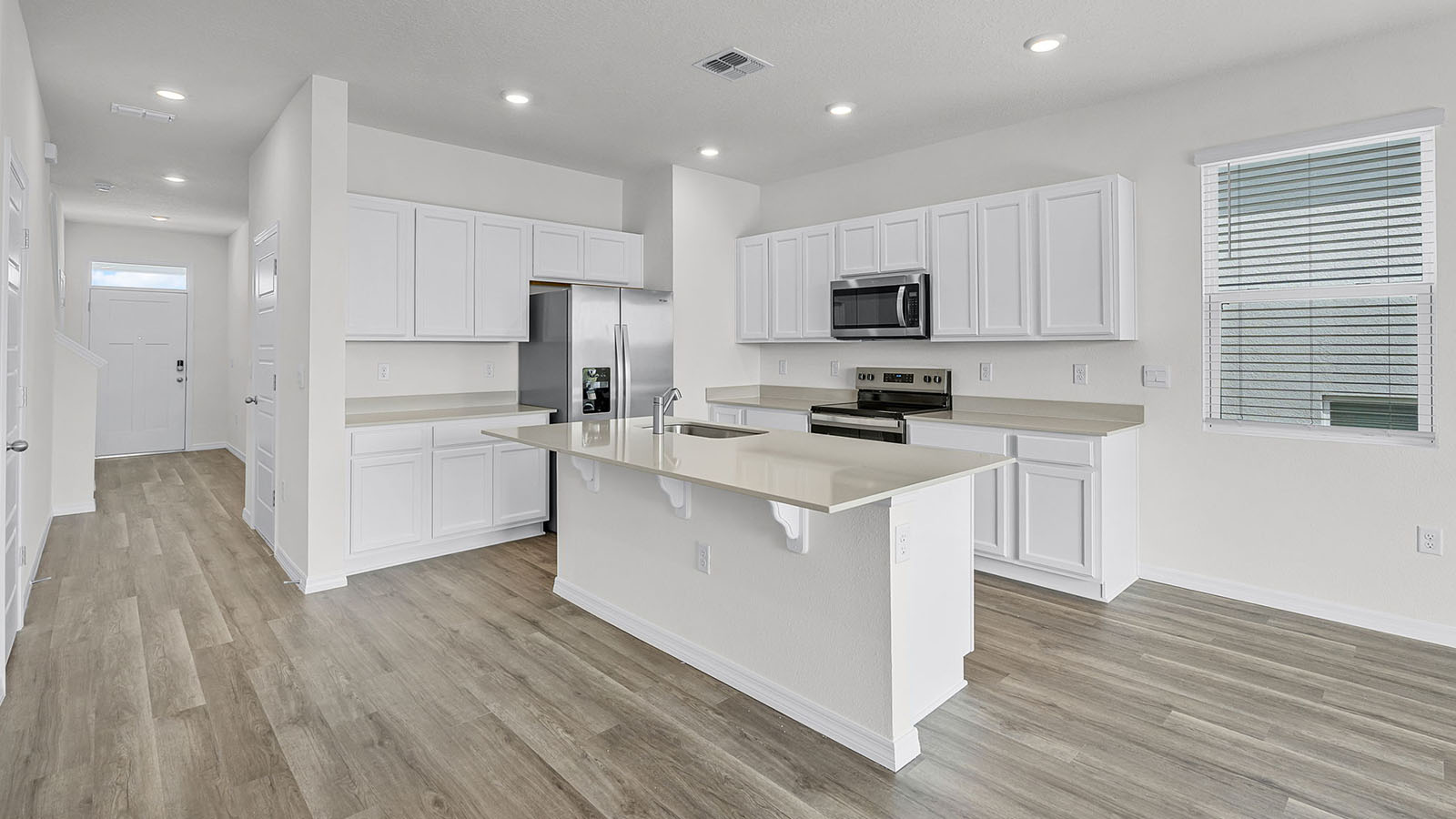 Kitchen Island with Luxury vinyl flooring