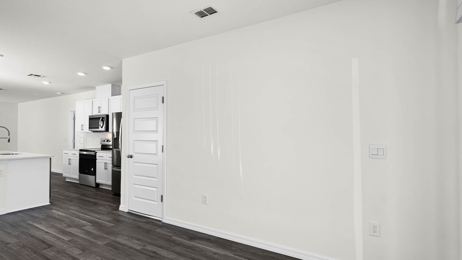 dining room showing garage door