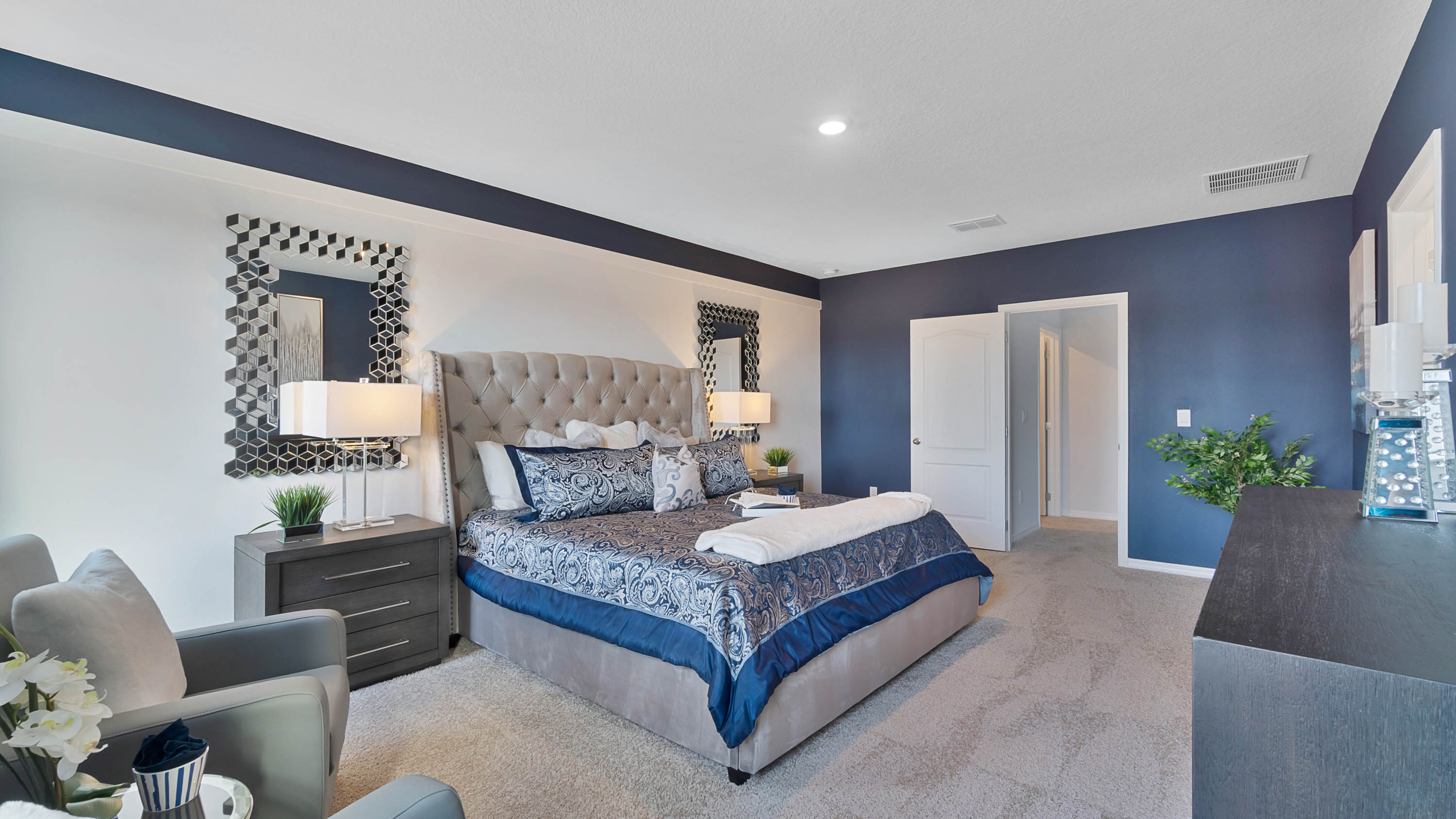 Primary bedroom with king size bed