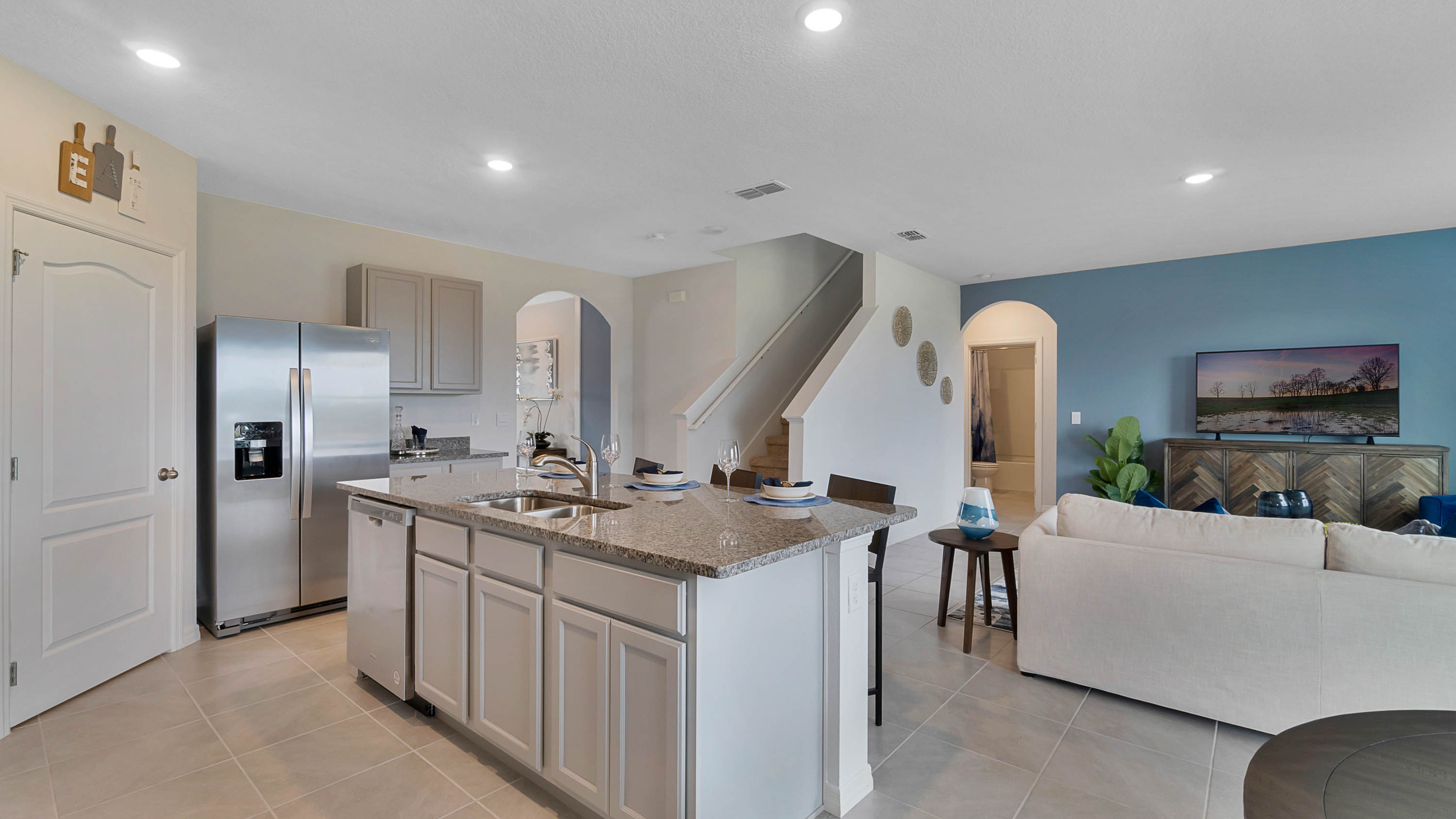 Large kitchen with island and dining nook