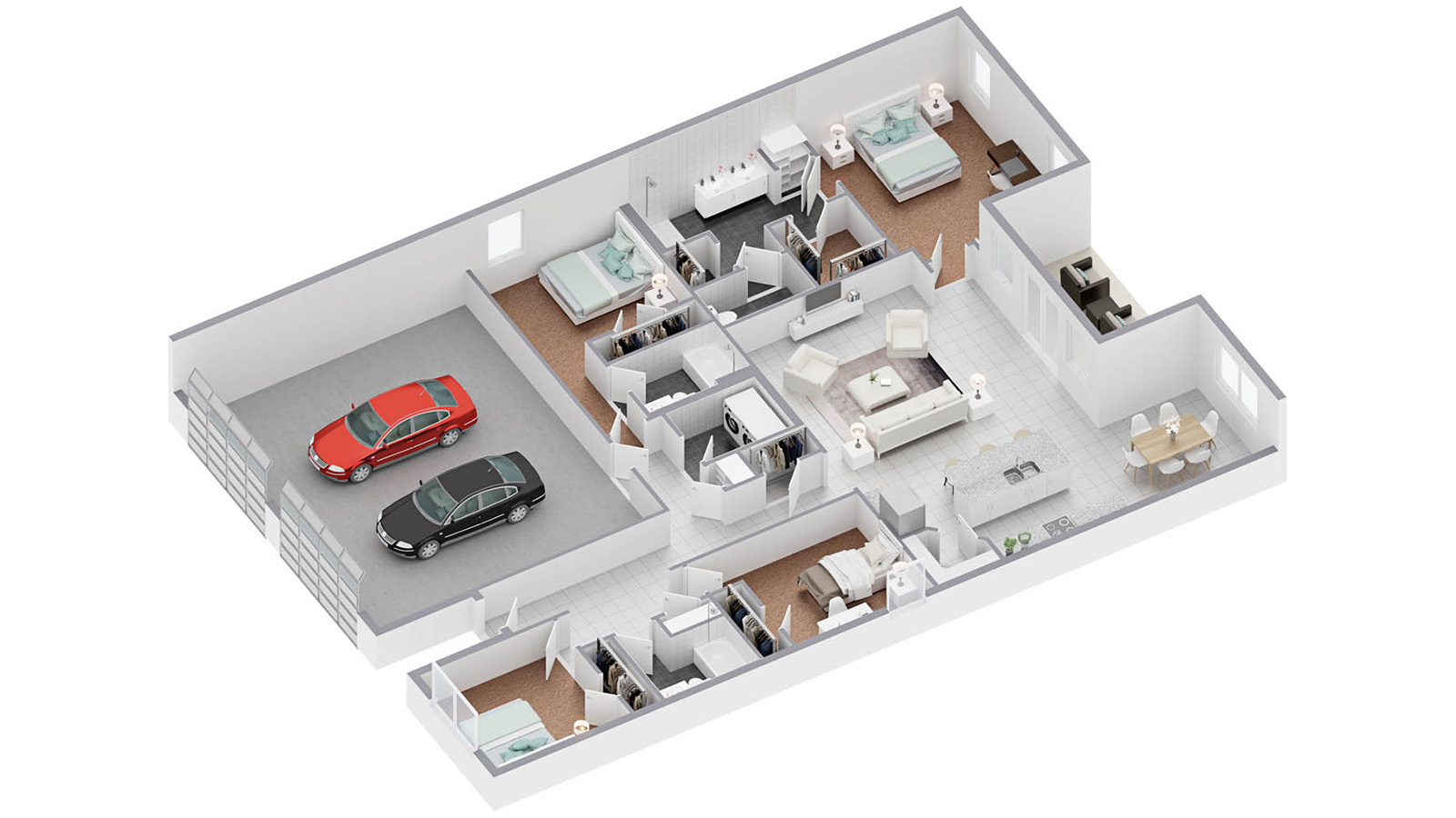 3D Floorplan with layouts of all the rooms