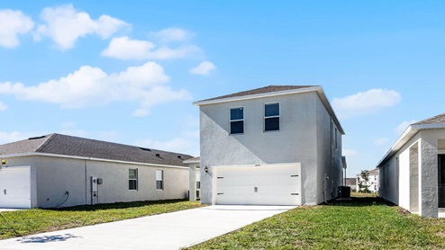 Backyard with garage